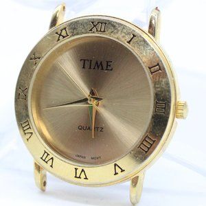 Vintage TIME Watch Mens Gold Tone Stainless Steel Classic Roman Numbers 90's